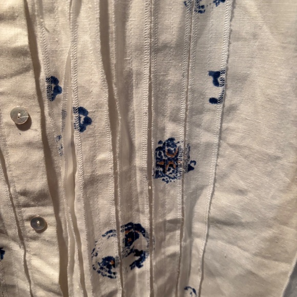 Coldwater Creek Linen Button Front Blouse in White Large - Picture 6 of 7